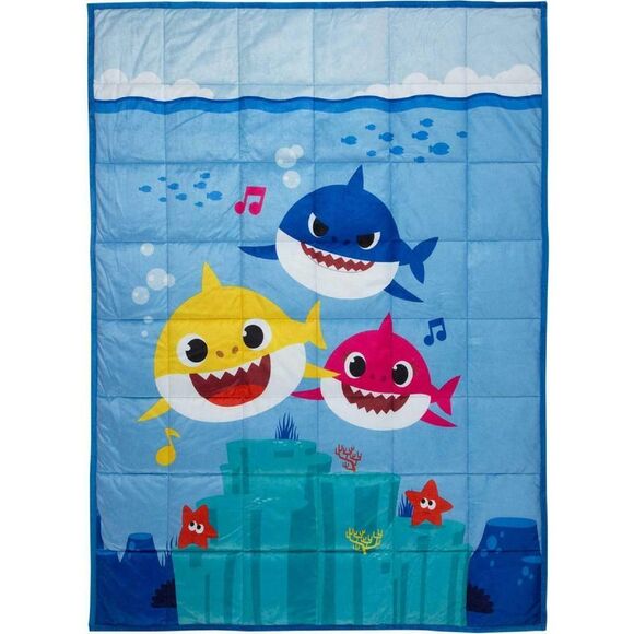 Baby Shark Kids Weighted Blanket Super Soft Plush Bedding 36" x 48" 4.5 lbs - Picture 1 of 12